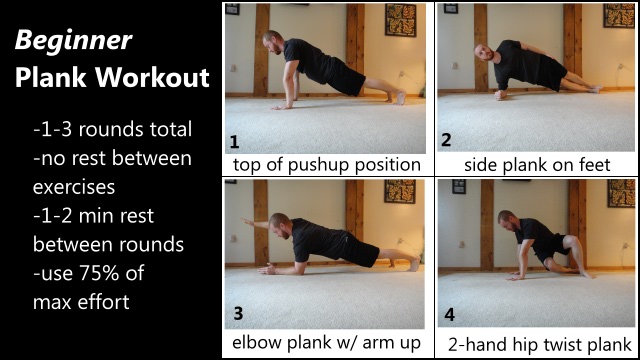 beginner level 3D plank workout for the abs and core