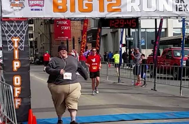 Derek Mitchell at the 5k finish line 