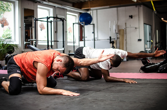 men stretching